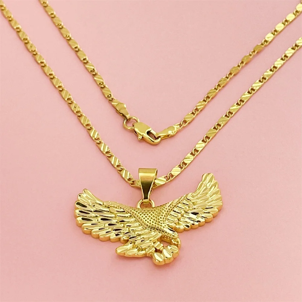 Fashionable gold color foreign trade jewelry vacuum plating big eagle necklace Fashion jewelry party gift