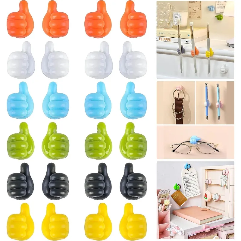 10pcs Thumb Wall Hooks Wall Hook Cable Holder Clips Cable Power Cord Charging Line Self Adhesive Mini Hook Car Accessories