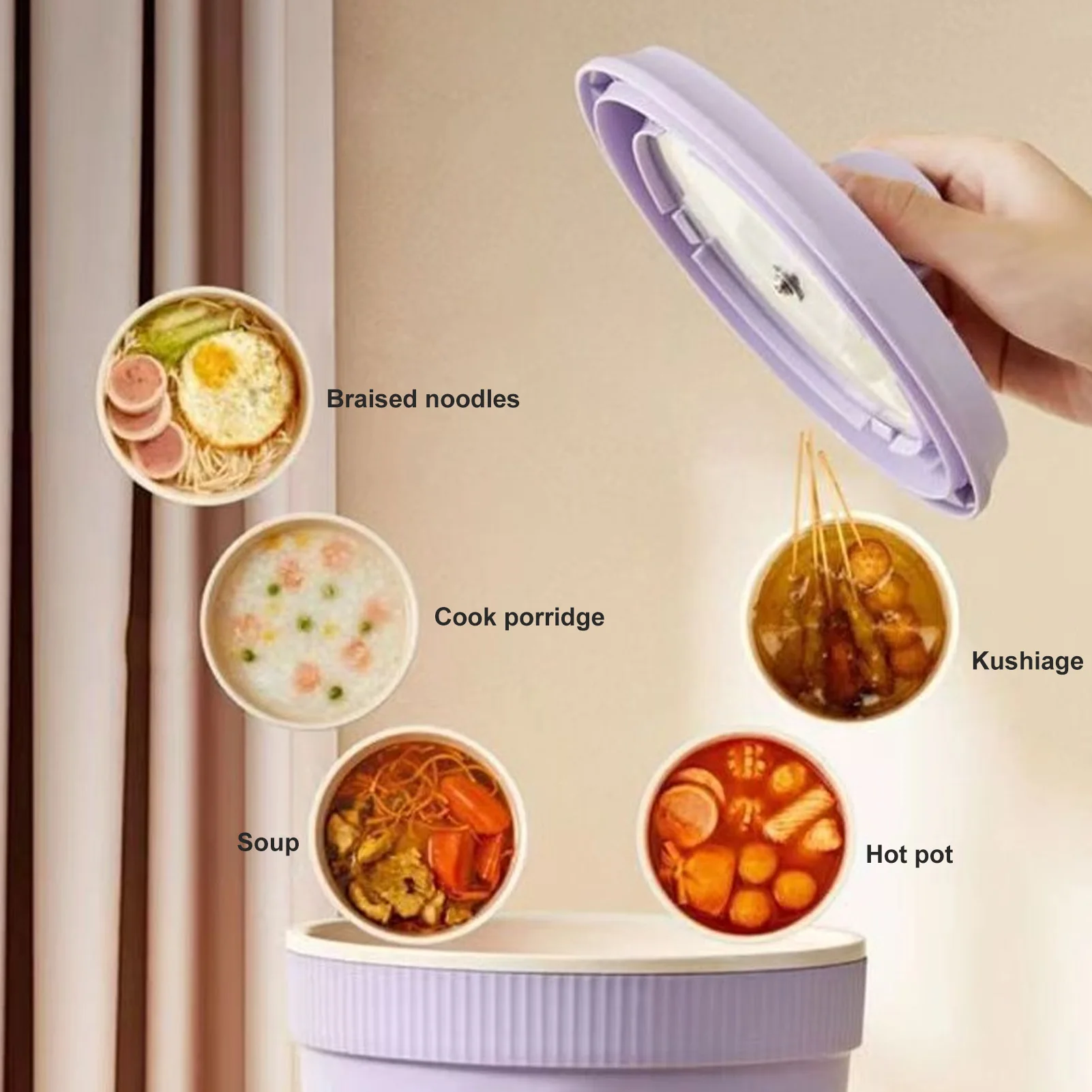 

Портативная электрическая плита для лапши, 1,2 л, многофункциональная кастрюля для быстрого приготовления, устойчивая к пасту, яичного супа