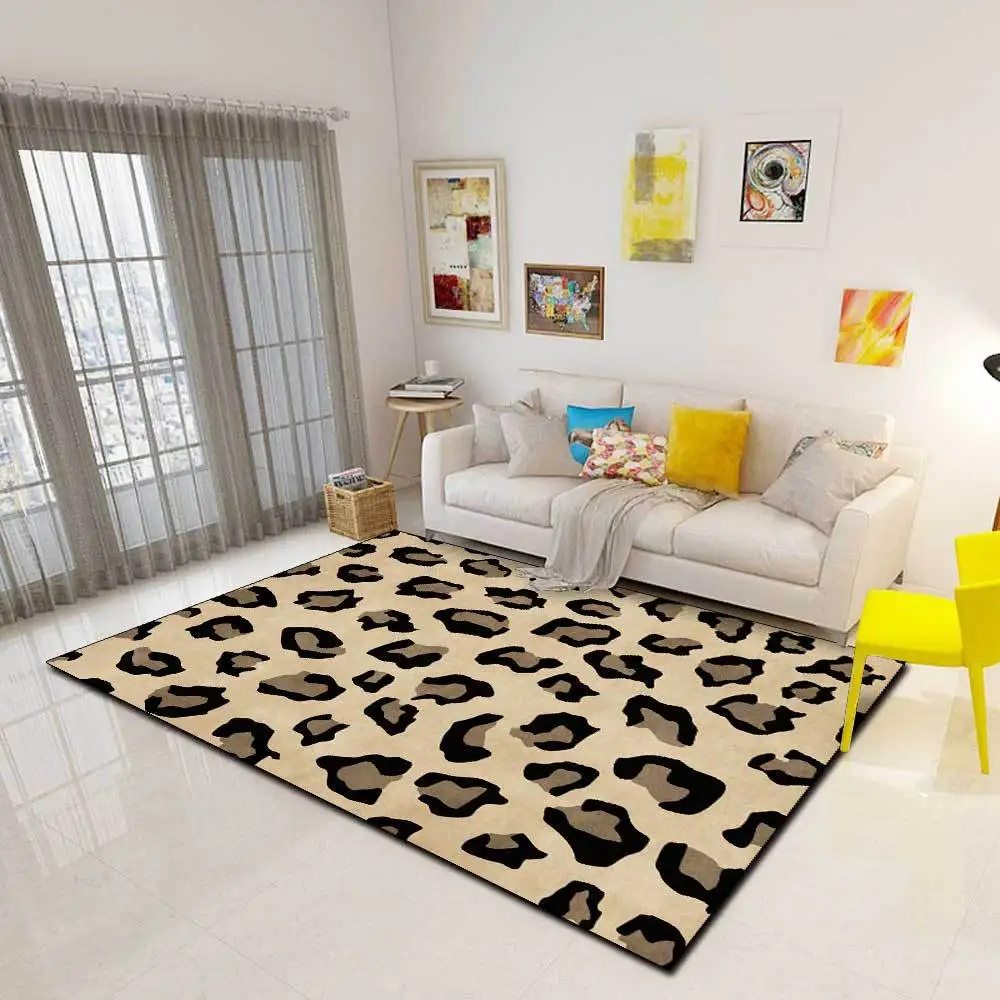 Fashion Nordic Geometric Leopard Brown Yellow White Green Powder Black Living Room Bedroom Bedside Carpet Floor Mat Dropshipping