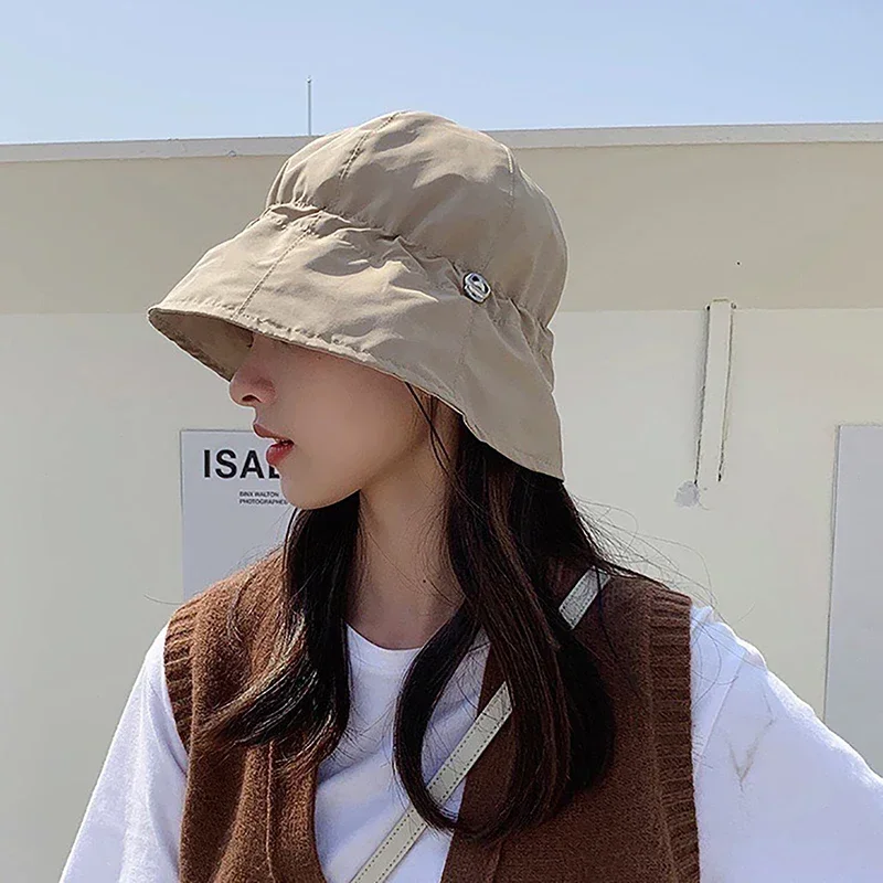 Foldable Wrinkle Bucket Hat Summer Sun Protection Caps Outdoor Beach Fisherman Caps Wide Brim Sun Hats For Women