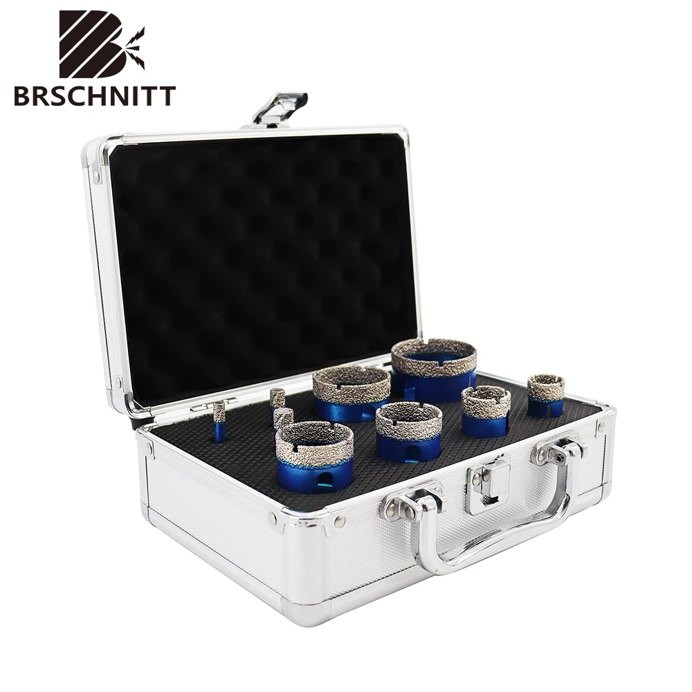 BRSCHNITT 9pcs/set Diamond Drilling Bits Tile Cutter Hole Drill for Drilling Ceramic Marble Granite Triangle Shank Dia 6-100mm