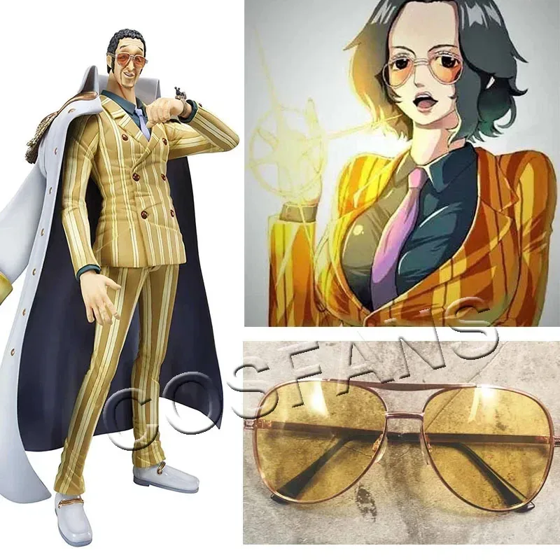 DY20Navy Admiral Borsalino Cosplay Glasses Kprusoian Kizaru Yellow Monkey Sunglasses Anime Eye Glass Halloween Costume Access XP