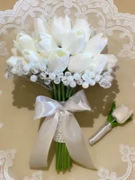 Ramo de flores artificiales, lirio de Cala blanco, ramo de novia, fotografía de boda, utilería, fiesta, ceremonia, aniversario