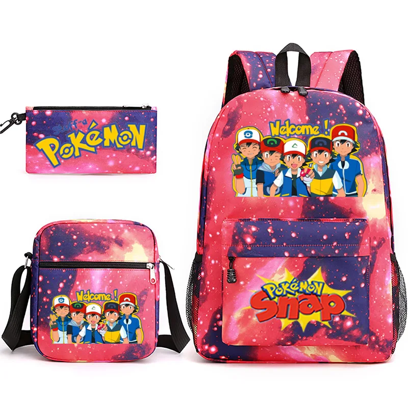 

Mikecrack School Backpack 3pcs/set Students Boys Girls Anime Knapsack Children Zipper Schoolbag Shoulder Bag Pencil Case Gift