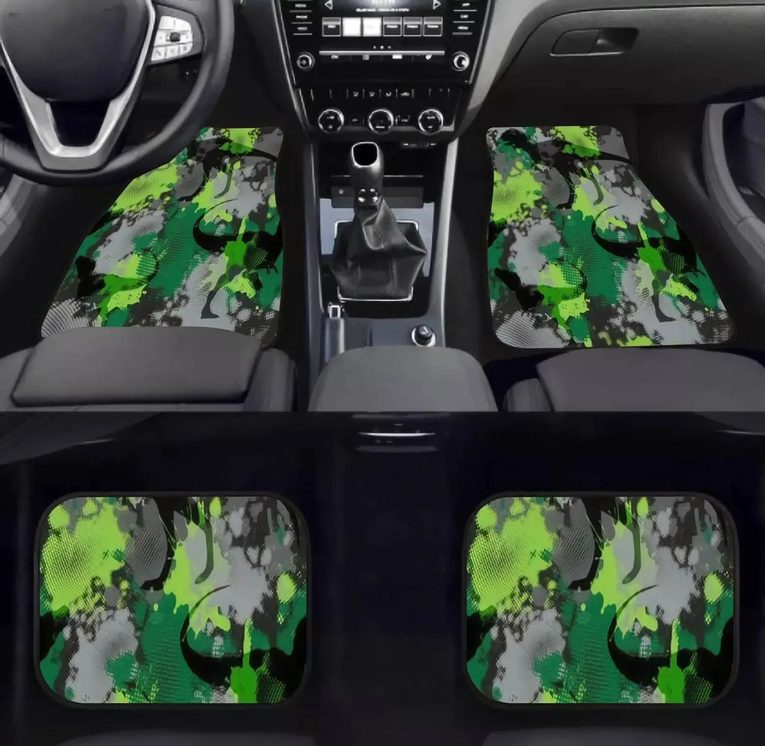 Car Floor Mats - Abstract Seamless Chaotic Dinosaurs Military Style Modern Grunge for Carpet Floor Mats for Cars, Anti Slip Rubb