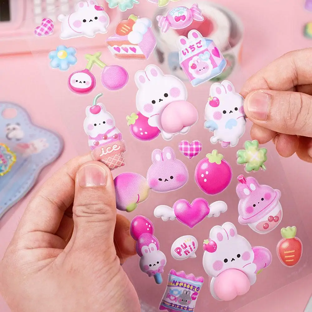 1 szt. Kawaii Naklejka 3D z motywem fartu, brzoskwiń, stereo, urocze zwierzątka, koty, naklejki antystresowe, naklejki do samodzielnego dekorowania, materiały do naklejania