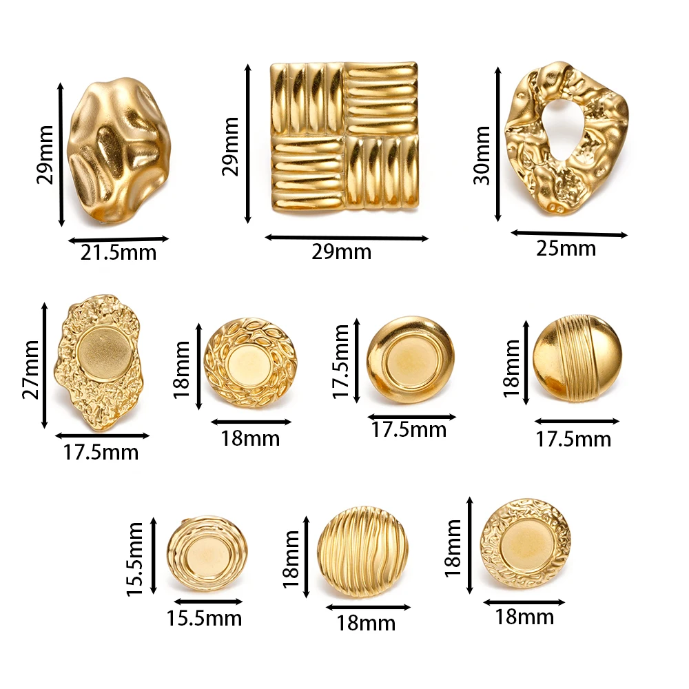 2pcs/lot Stainless Steel Earring for Women Girls Minimalist Gold Color Irregular Stud Earrings Waterproof Jewelry Statement Gift