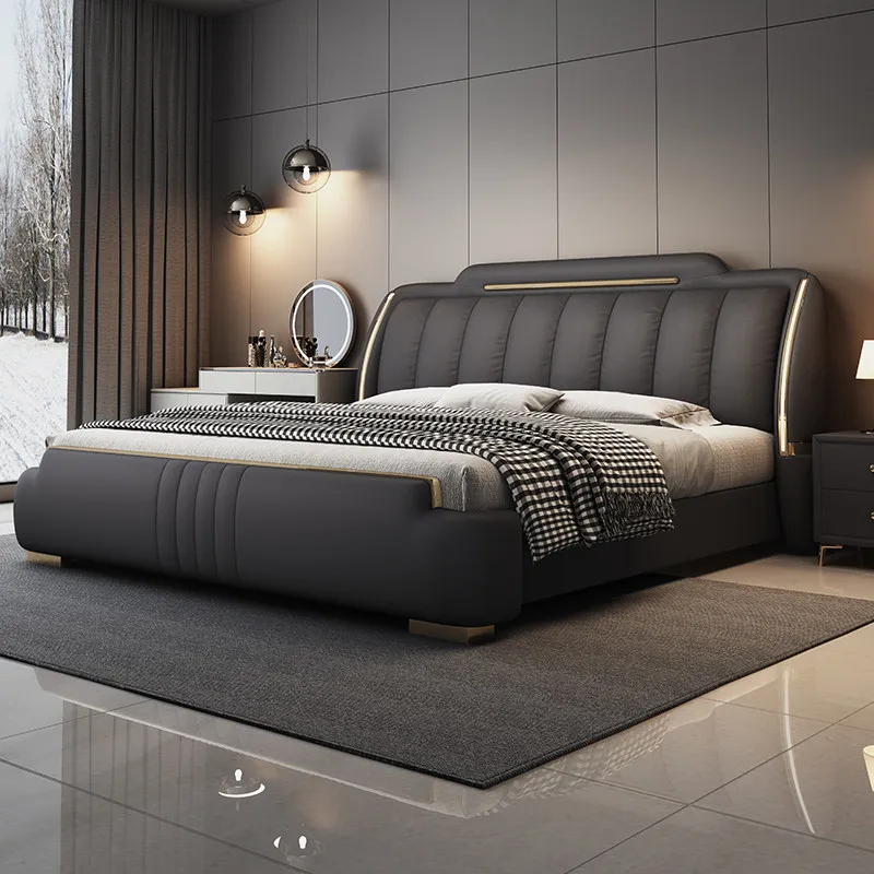 

Luxury Leg Support Bed Aesthetic Under Storage Double Headboards Bed King Size Frame Muebles Para El Hogar Home Furniture