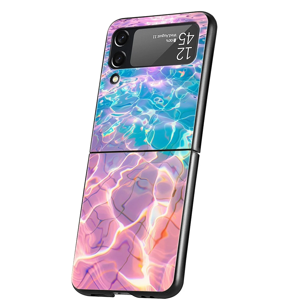 Gradient Color Water Hard PC Phone Case For Samsung Galaxy Z Flip 6 5 4 Black Cover For Galaxy Z Flip 3 Foldable Shockproof Capa – Detail 3