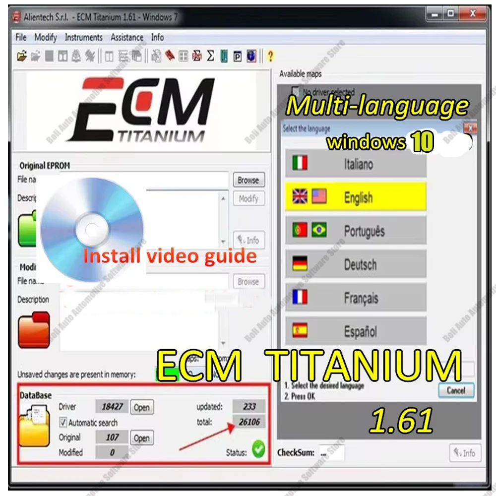 

2024 Hot cars accessories ECM TITANIUM 1.61 With 26000 + Driver ECM 18259+ Drivers for ecu tool Send link windows 10