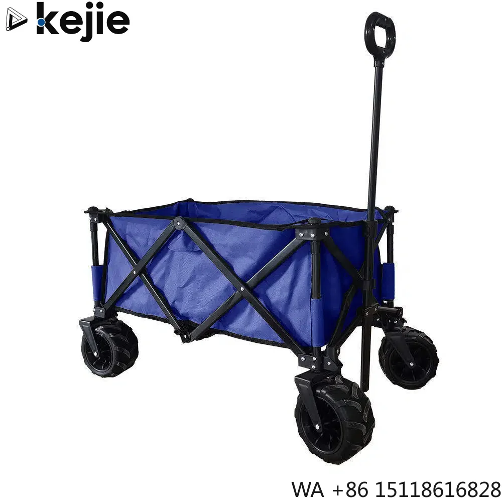 Multifunctional Outdoor Collapsible Waterproof Four-Wheel Cart Durable Steel Frame Portable Camping Folding Wagon Trolley