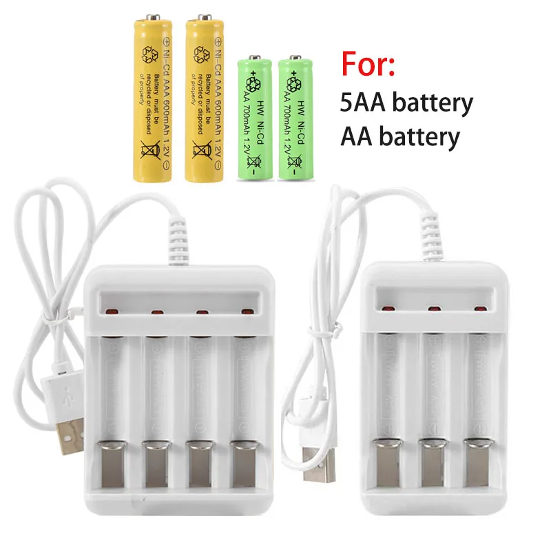 3-4 Slots Electric Battery Charger Intelligent Fast LED Indicator USB Charger For AA/AAA Ni-MH/Ni-Cd Rechargeable Battery