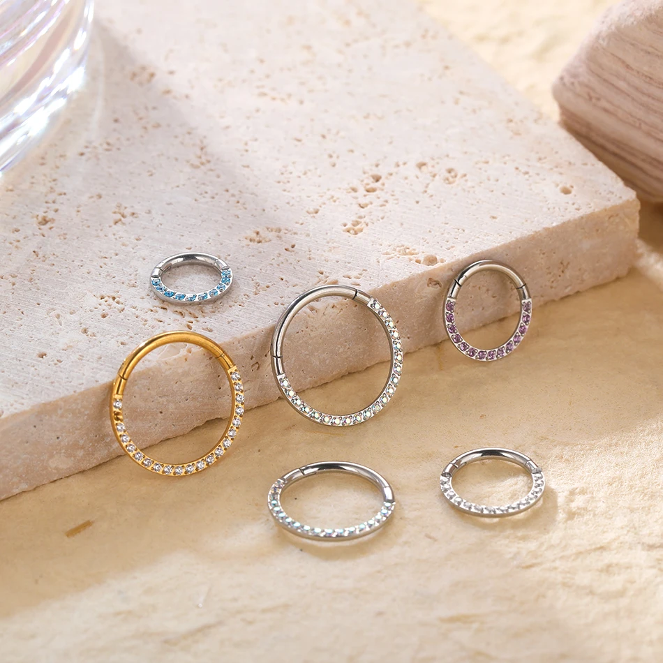 1pcs Surgical Steel Zircon Hoop Earrings for Women 6/8/10/12mm Cartilage Small Helix Piercing Tragus Piercing Jewelry