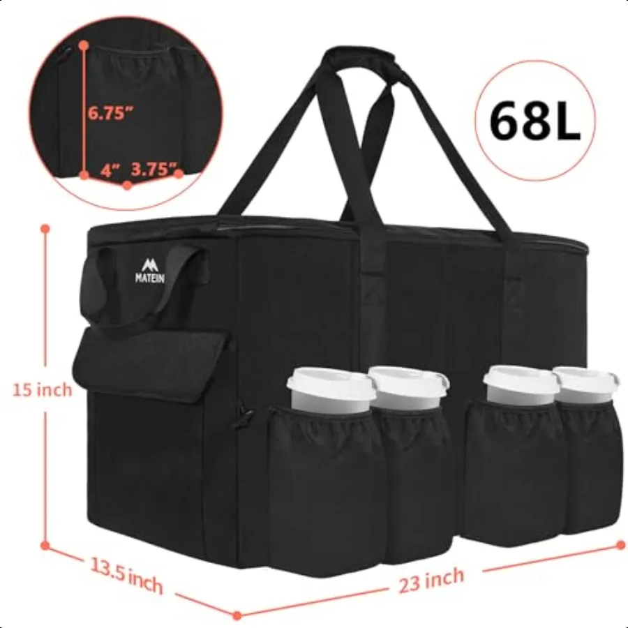 마테인 음식 배달 가방 XXL 23x14x15인치 블랙