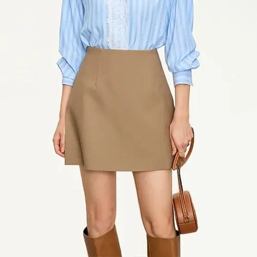 Casual short skirt women's high-waisted trouser  spring and summer new commuter slim straight  suit A-shaped trouser skirt