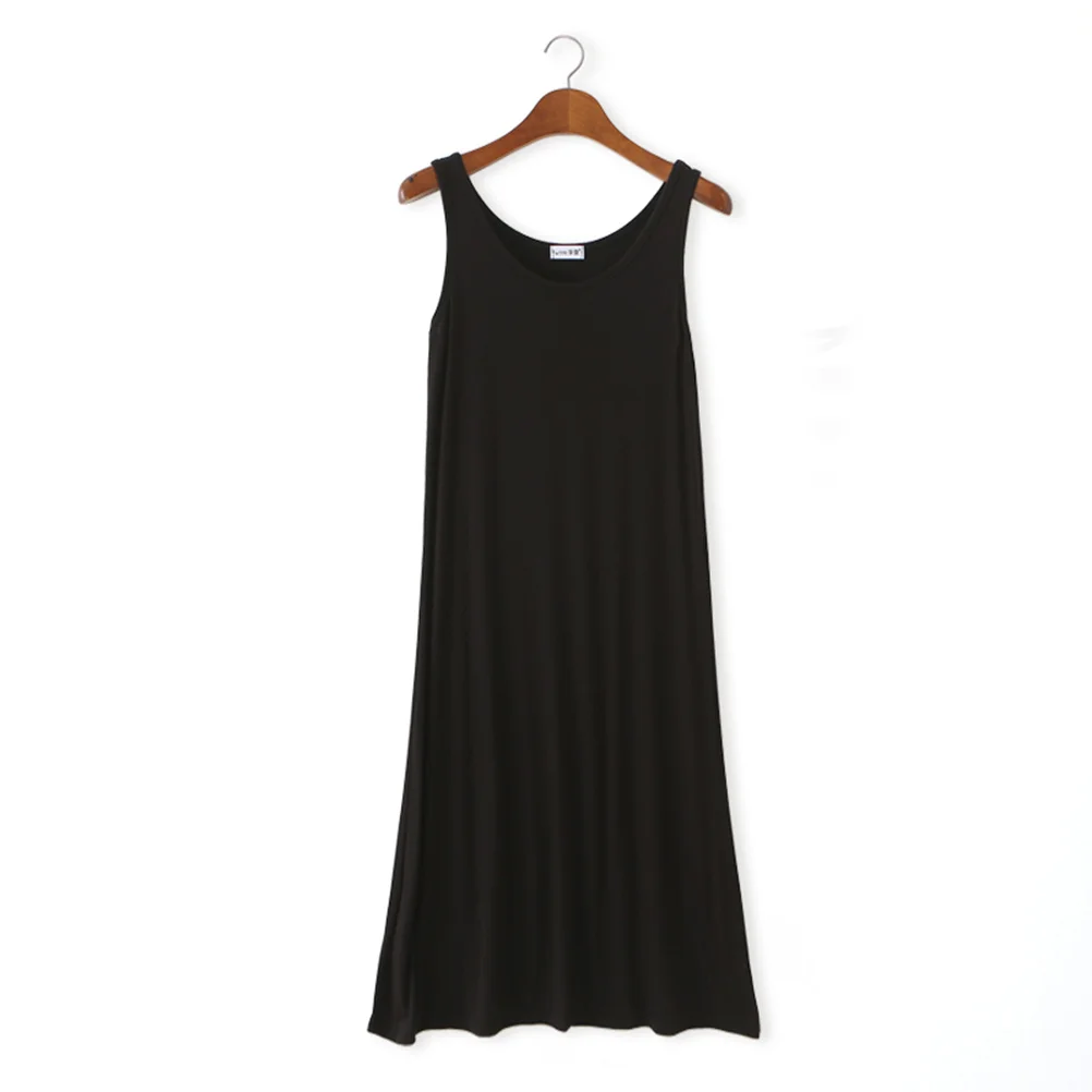 

Casual Sleeveless Dress Black Size M Mid-Length Loose Outer Wear Vest Skirt Comfortable Durable Modal Spandex Material Fashion