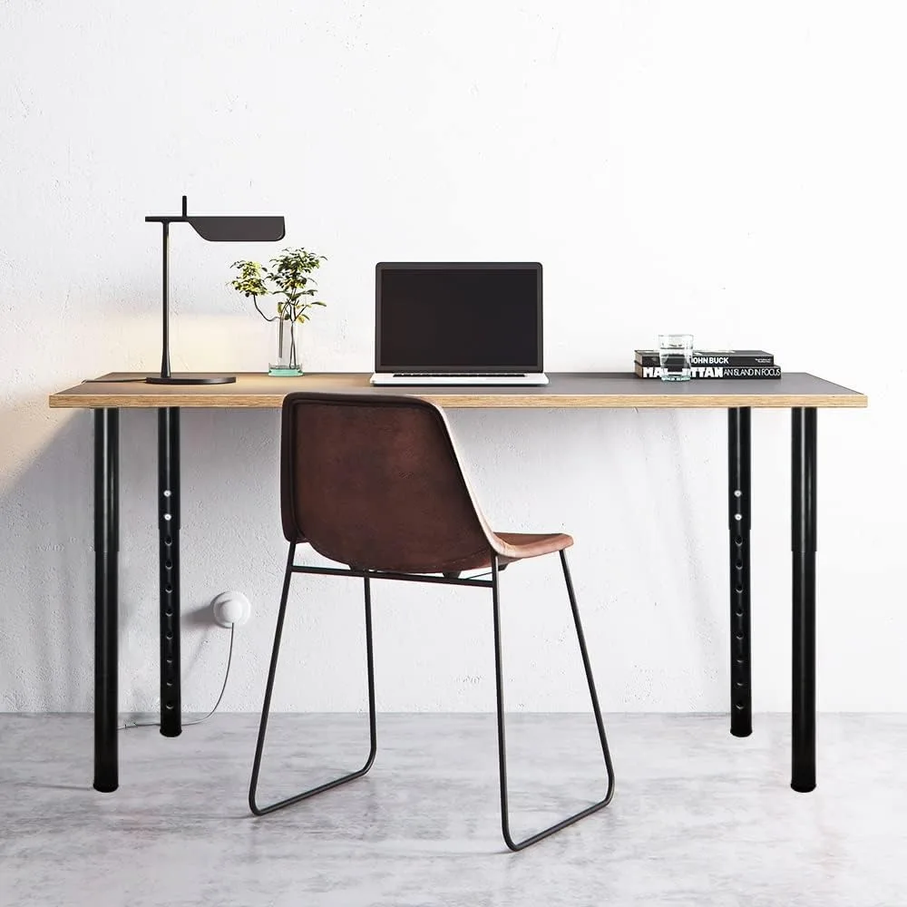 Pernas de mesa de metal ajustáveis de 24 a 40 polegadas para mesa de escritório doméstico, conjunto de 4 pernas de móveis DIY preto
