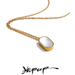 Yhpup Quality Thicker Shell Pendant Necklace Golden Chain Stainless Steel Versatile Popular Korean Style Jewelry