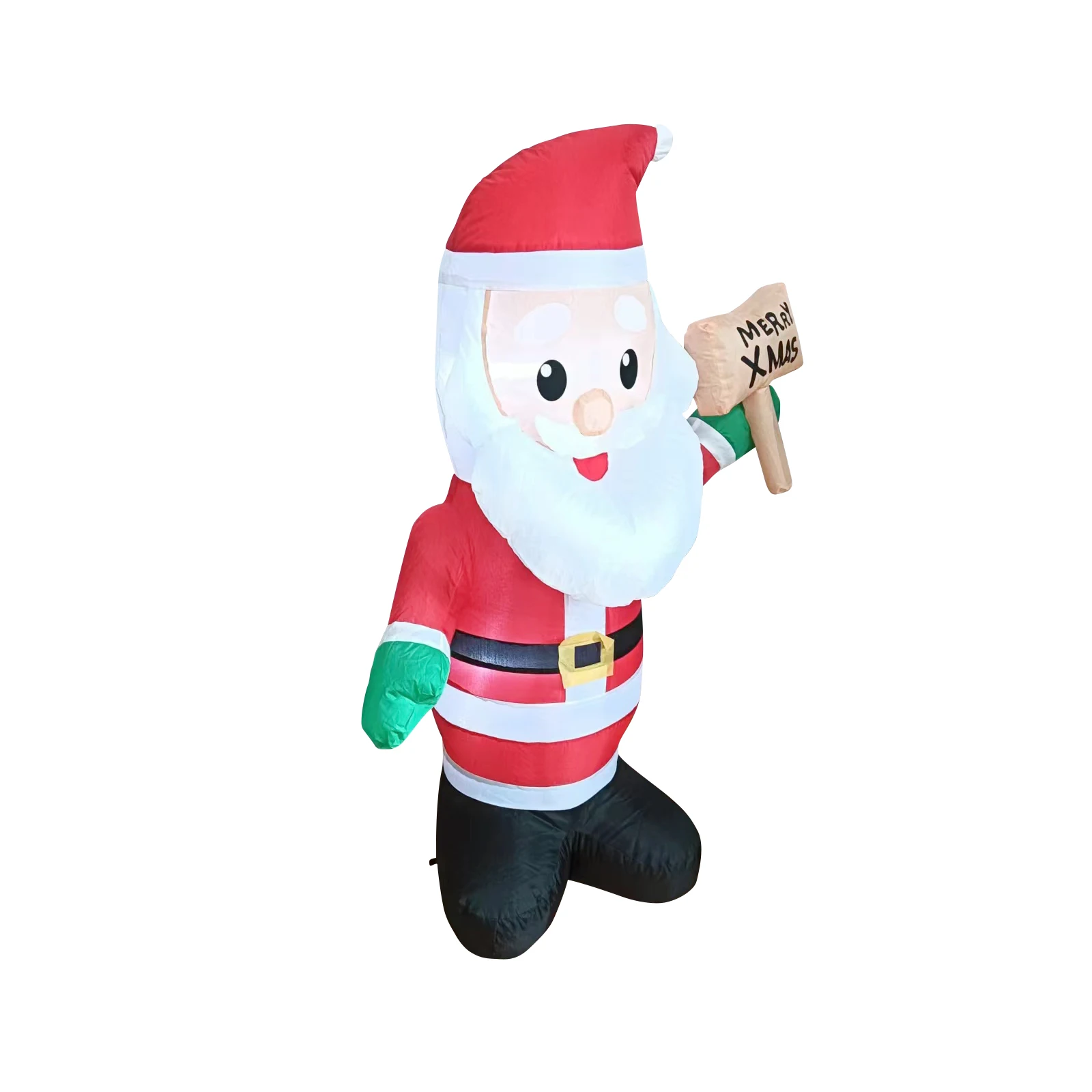 Xmas Inflatable Santa Claus Take wooden sign Holiday Trim Built-in LED Light Indoor Outdoor Garden Yard Lawn Fun Party Trim Prop