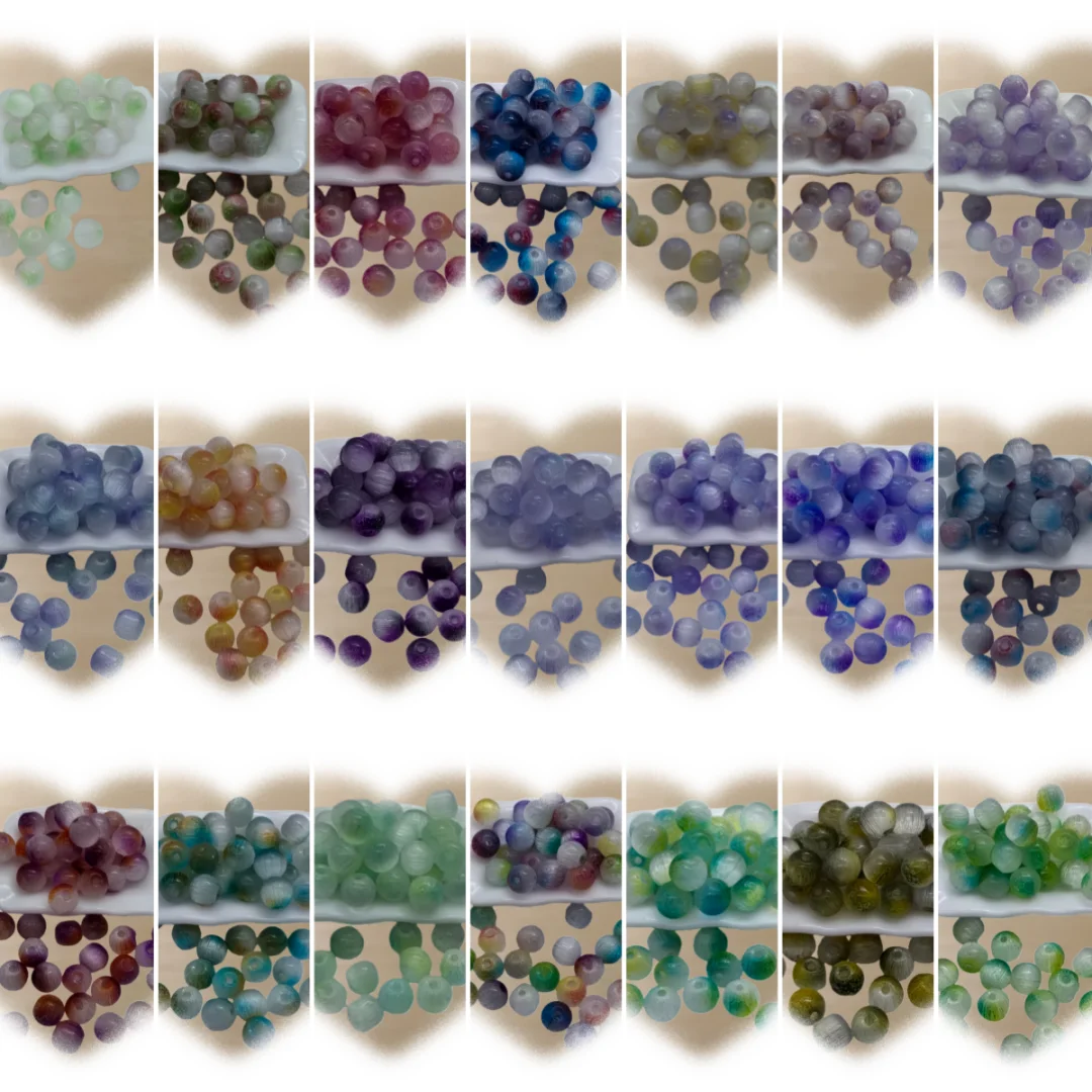 40pcs 6mm Dual Color Brushed Rice Beads Handmade DIY Bead Scattered Bead
