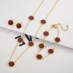 Hexagonal New Creative Jewelry Set Stainless Steel Irregular 18K Waterproof Accessories High Quality Shell Women's Gift