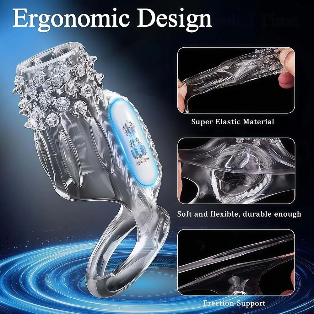 Penis Sleeve Extensions Condom Male Enlargement Delay Vibrators Clits Massager Cock Ring Vibrating Penis Cover Sex Toys for Men - Image 5