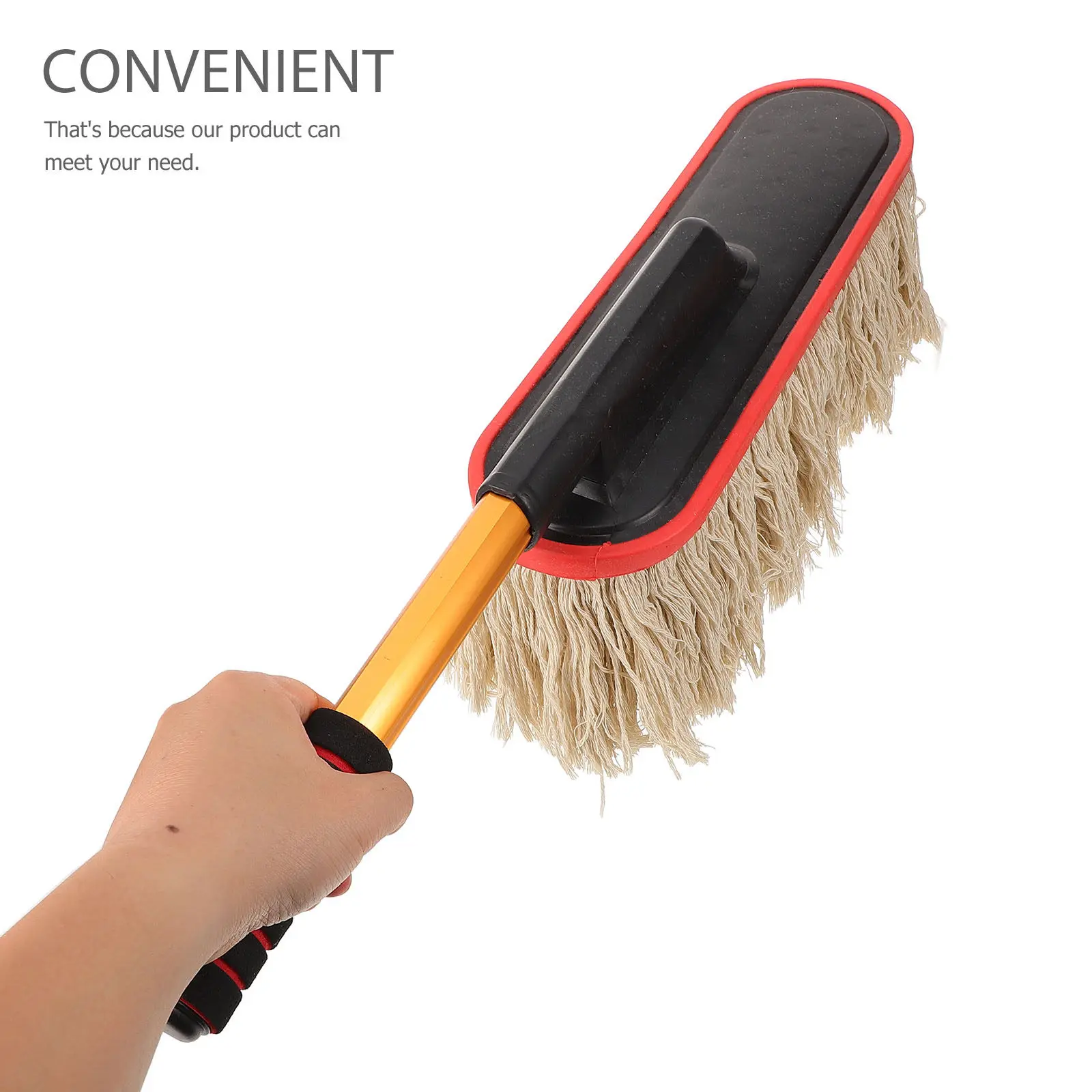 Soft Cleaning Brush Cotton Thread Car Cleaning Tool Adjustable Length Telescopic Car Wash Brush Retractable Handle Lightweight