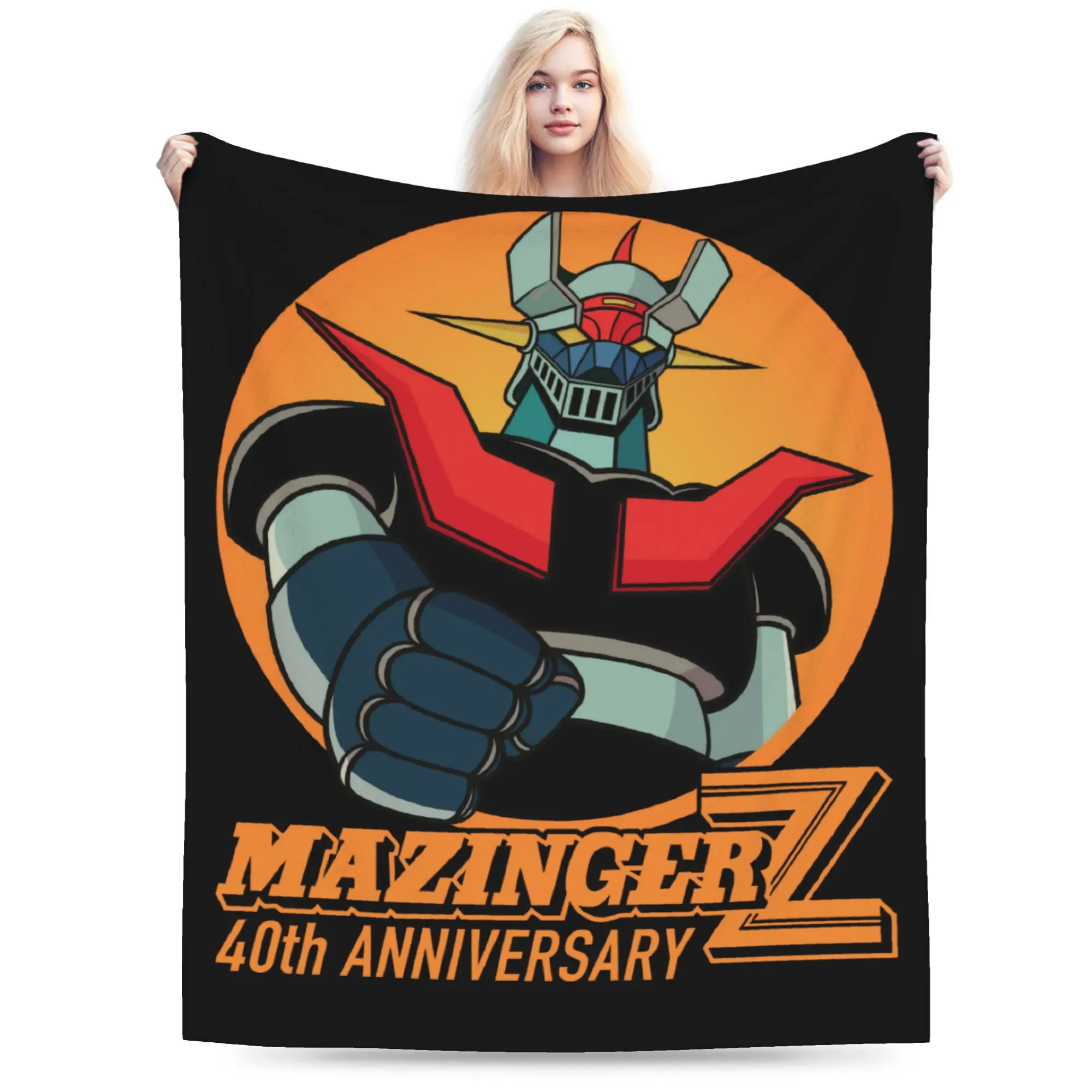 Custom Mazinger Z Blanket Warm Fleece Soft Flannel UFO Robot Anime Throw Blankets for Bedroom Couch Car Spring Autumn