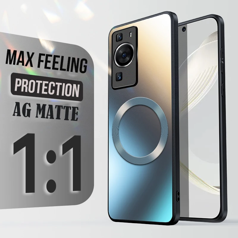 AG Matte Silicon Hard Case For Huawei P60 P50 P40 P30 Pro P40pro Full Protective Frosted Phone Magnetic Wireless Charging Case