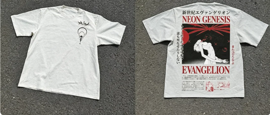 2026 new Neon Genesis Evangelion Third Impact Lilith Rei T-Shirt Heavyweight Baige Clothing Graphic Short Sleeve Shirt Men Women view 3