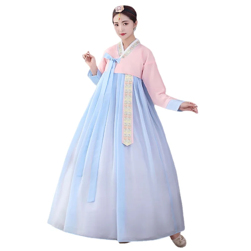 Robe de cour traditionnelle pour femmes, vêtements de minorité, danse folklorique coréenne pour spectacle, robe asiatique, Hanbok élégant, cosplay de mariage pour scène