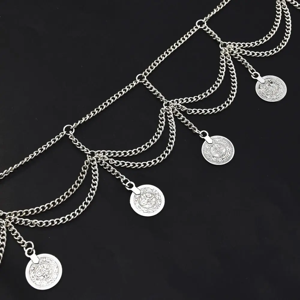 Vintage Coin Pendant Metal Body Chain Jewelry Belt Tassel Waist Chain Bohemian Style Waist Jewelry Belly Dance Body Chain Beach