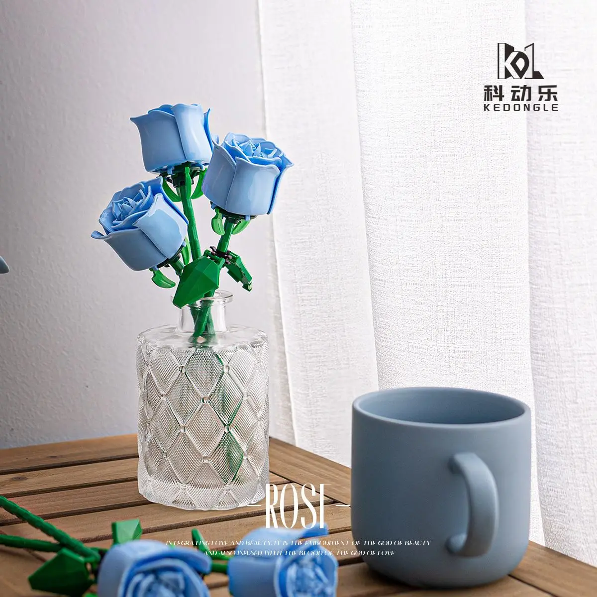 Eternal Building Rose Couple 3D Red/Pink/Blue Rose Toys Bouquet Love Home Decoration Mother\'s Day Valentine\'s Day Birthday Gift