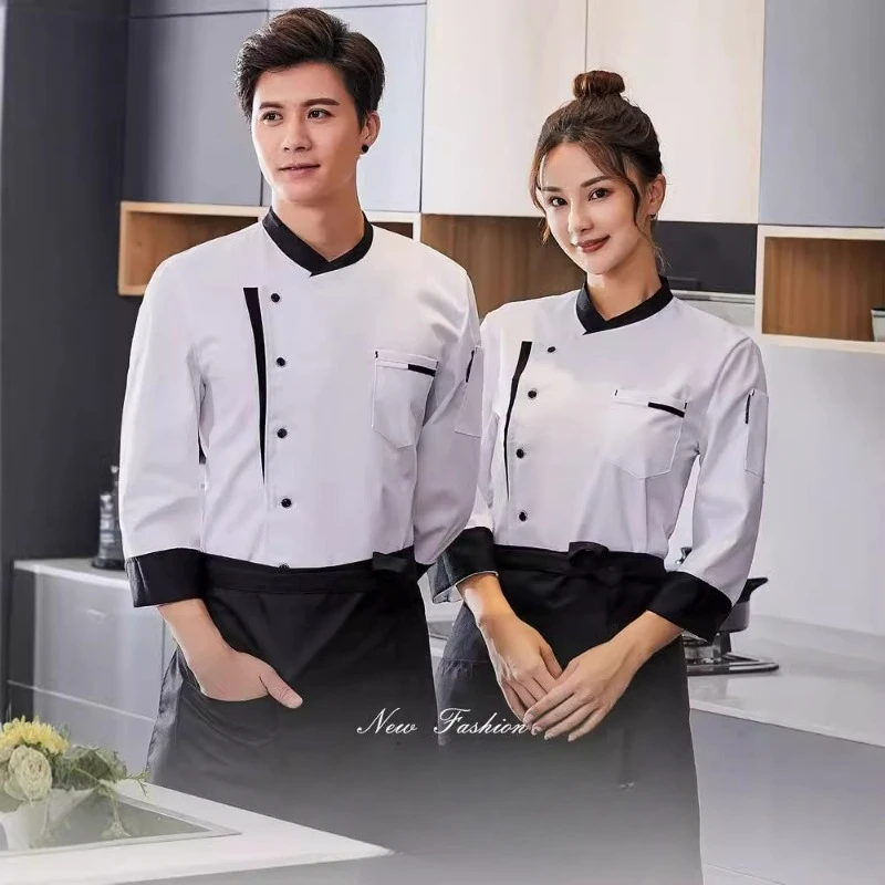 

Mens Long Short Sleeve Chef Uniform Hotel Back Kitchen Cake Shop Baker Durable Professional Overalls