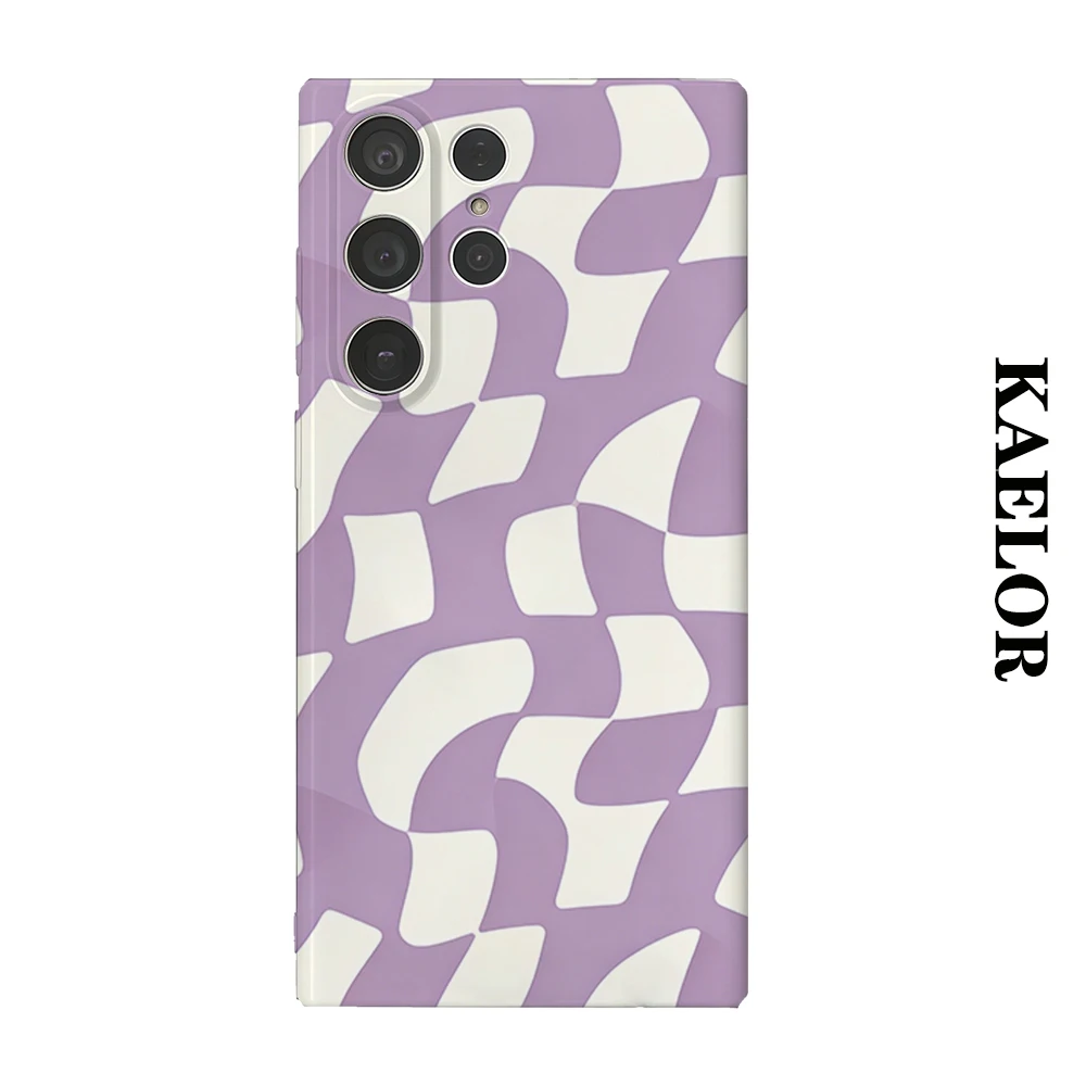 Lavender Swirl Durable Shiny Double-layer Case for Samsung S26 Ultra S25 S24 S23 Plus Anti-drop Scratch Resistant Cover