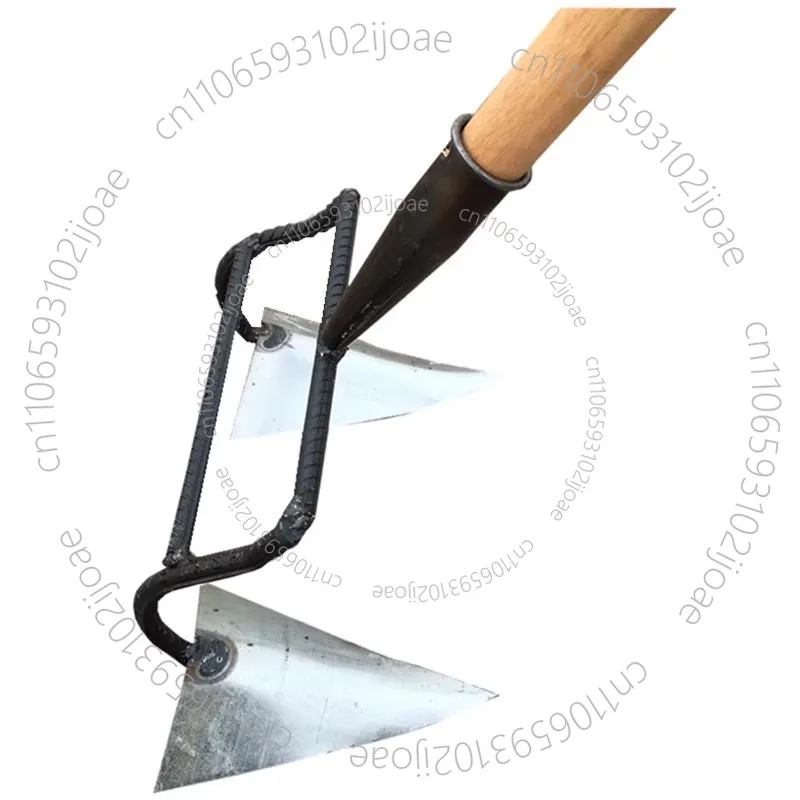 Double-headed Trenching Tool Full-steel Triangular Hoe Double-headed Plough Soil-loosening Hook Ridge-forming Tool