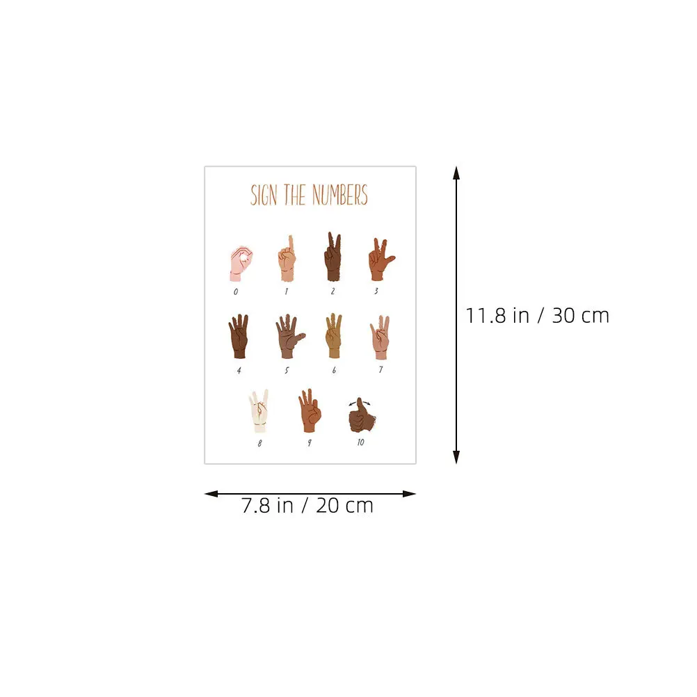 6Pcs Sign Language Classroom Posters Canvas Alphabet Numbers Chart Educational Wall Decor for Sign Language Poster