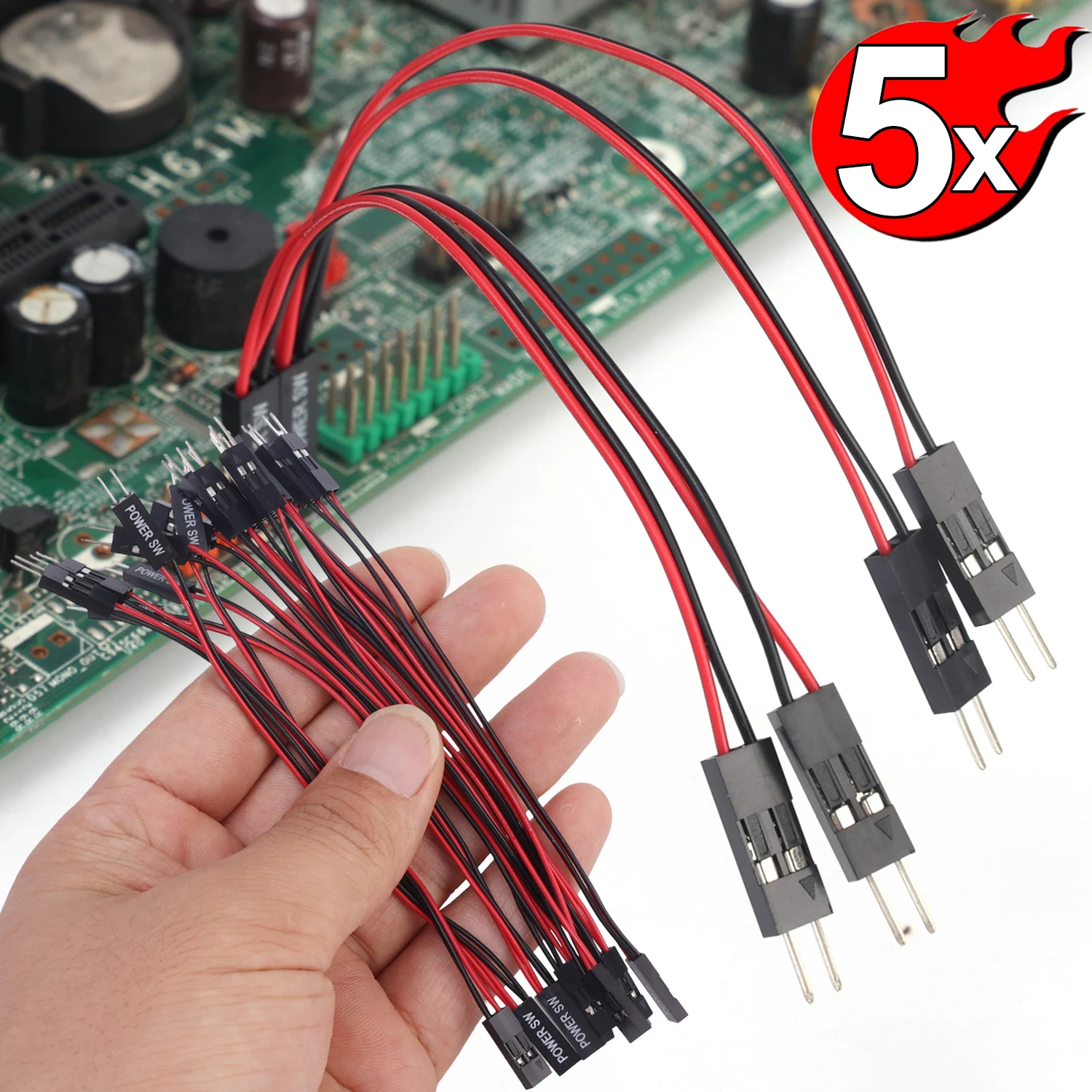 

1-5Pcs Desktop Computer Motherboard On/Off/Reset Switch Power Cord PC Power Button 2 Pin SW Cable Extension Power Supply Cords