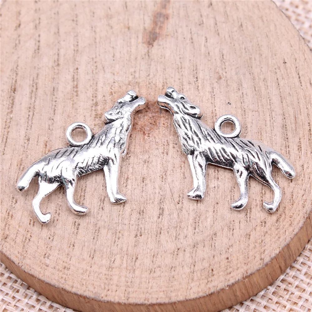 IFOCUS 10pcs/Lot Howl Wolf Charms For DIY Jewelry Making Zinc Alloy 26x20mm/1.02x0.79inch