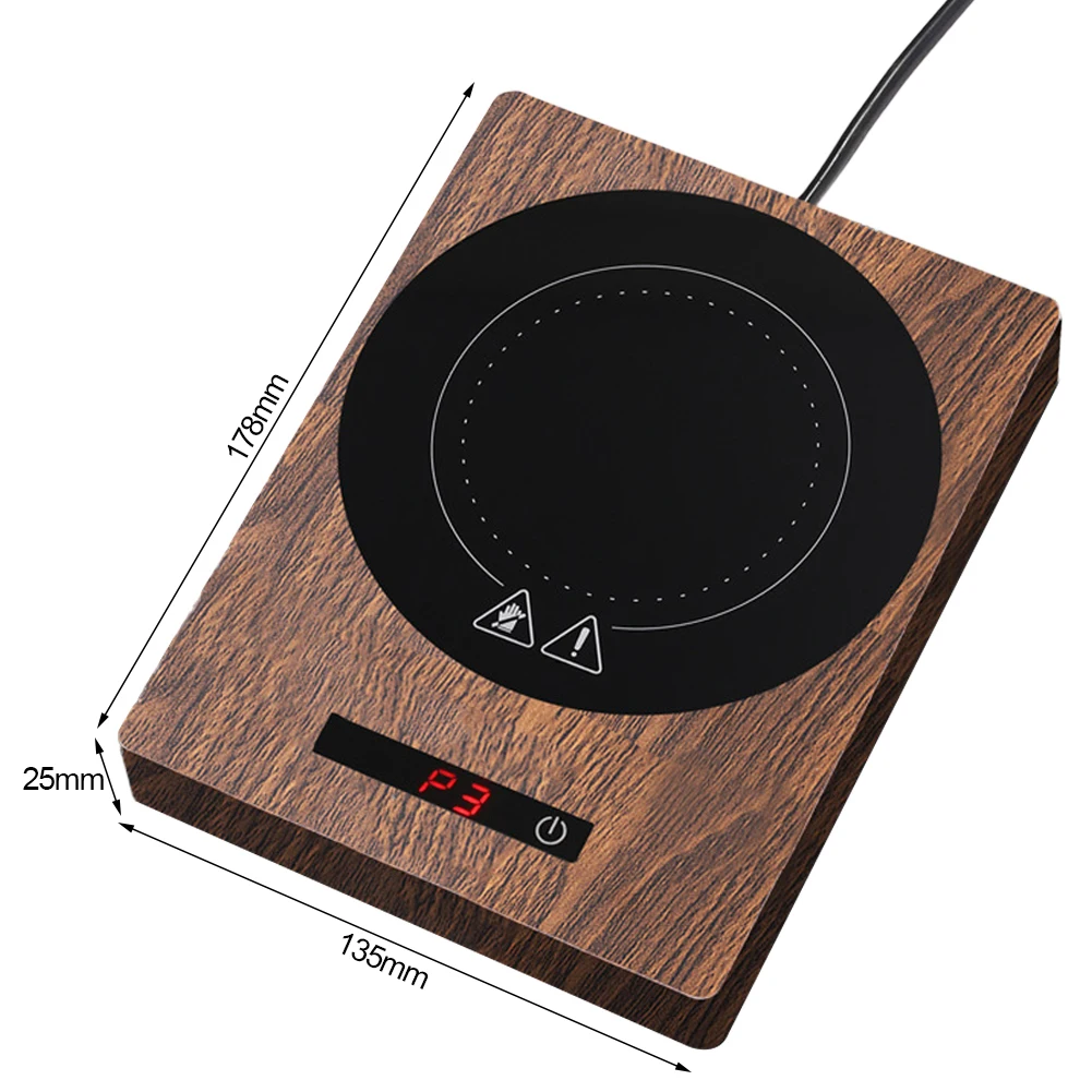 Calentador de tazas de 200W y 100 °C, posavasos con 5 engranajes de temperatura, almohadilla térmica para café, leche y té, 220V