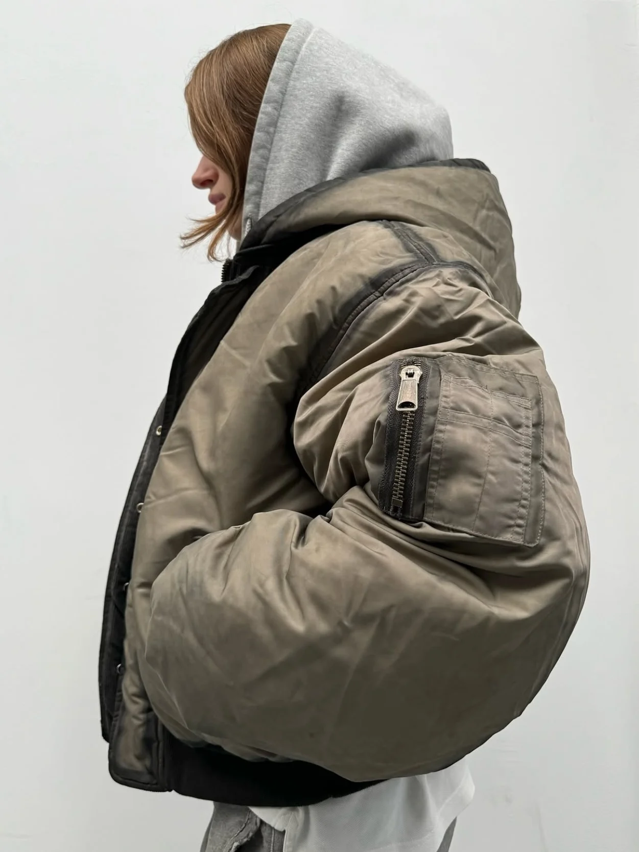 No Faith Studios Heavy Duty Washed Mud Dye Bomber Cotton Jacket
