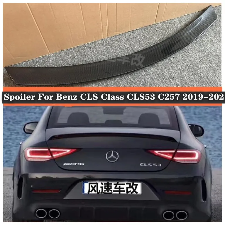 For Mercedes-benz CLS Class CLS53 C257 2019-2022 High Quality Carbon Fiber Car Rear Trunk Lip Spoiler Splitters Wing