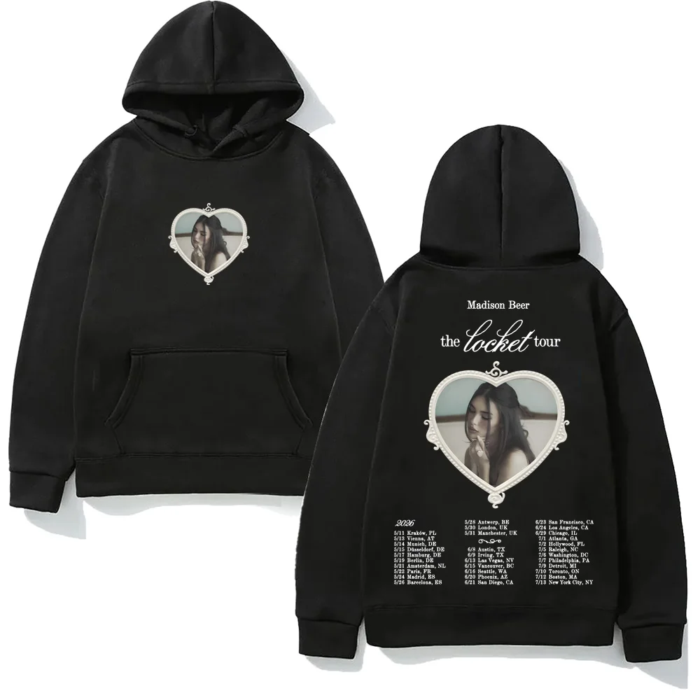 

Толстовка с капюшоном Madison Beer The Locket Tour 2026, повседневная флисовая толстовка в стиле хип-хоп, высококачественная толстовка с капюшоном, осенне-зимняя удобная толстовка с капюшоном