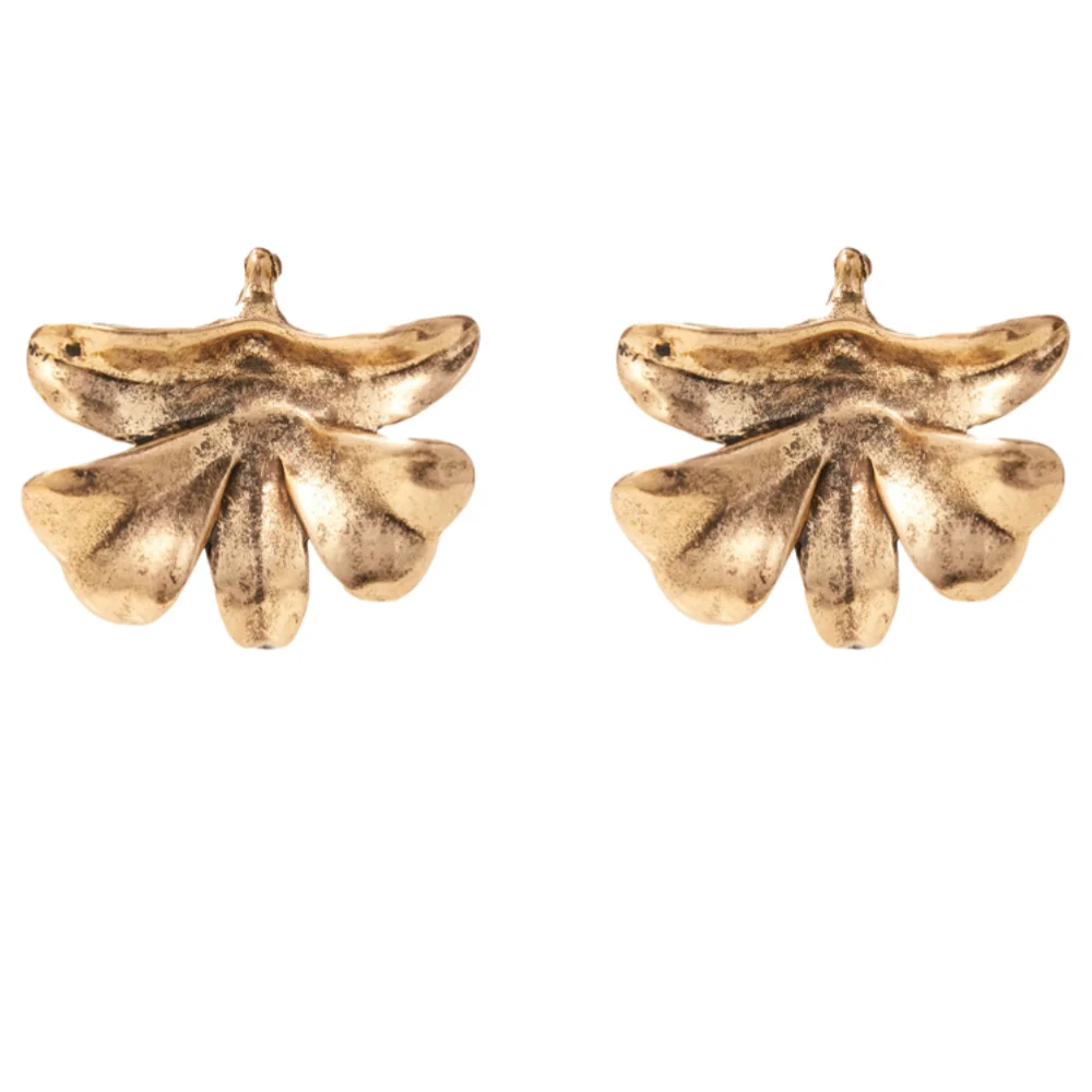 

Gold Plated Zinc Alloy Flower Earrings Metal Waterproof Earrings For Simple Design Style Women Elegant Jewelry Gifts