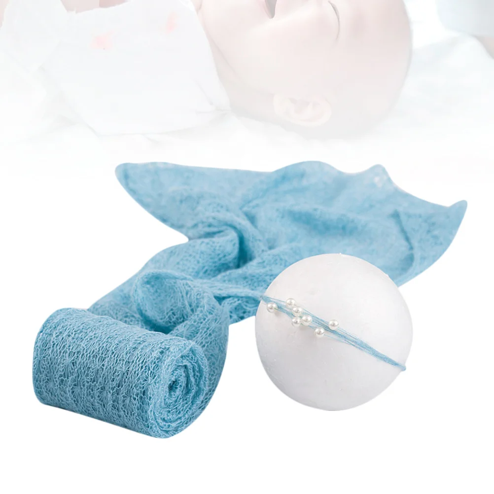 

Baby Wrap Swaddle Mohair Blue Infant Photography Props Baby Wrapped Cloth Newborn Headdress Infant Photography Props