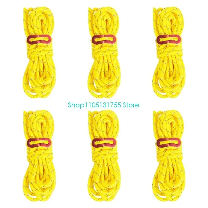 K0EF 400cm Reflective Tent Cord Guyline Set with Adjusters for Tarps & Canopy Setups