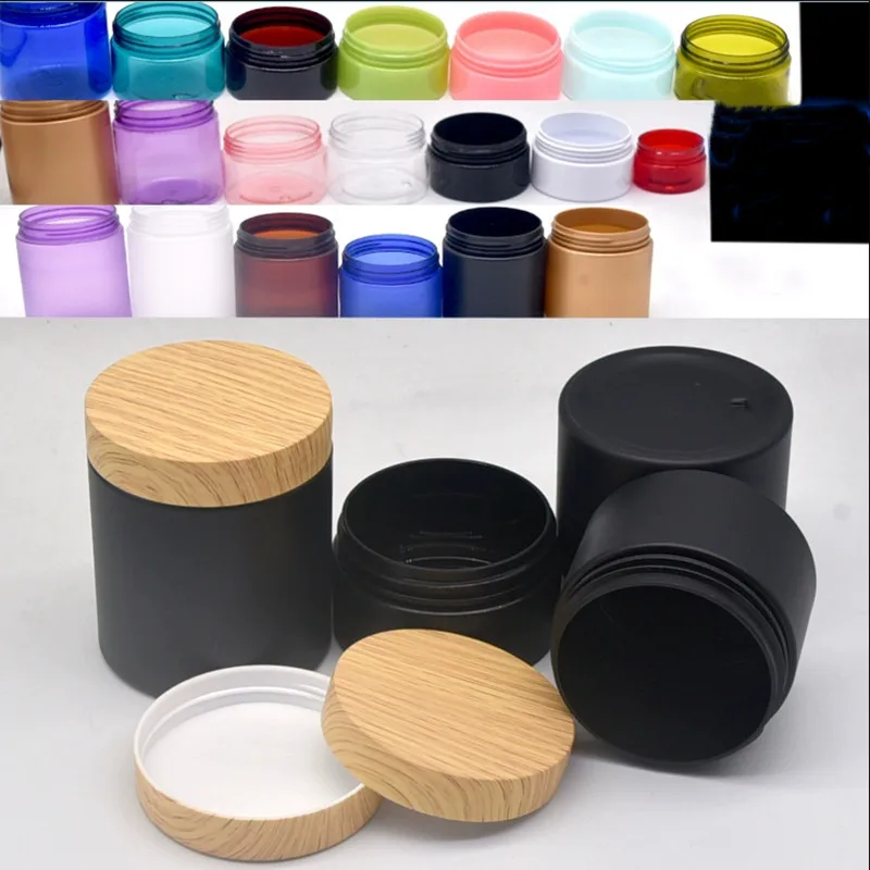 

100ml-250ml Matte Black Plastic Jar With Screw Lid Empty Cosmetic Food Container Cream Powder Pot Makeup Box DIY Cake Boxes