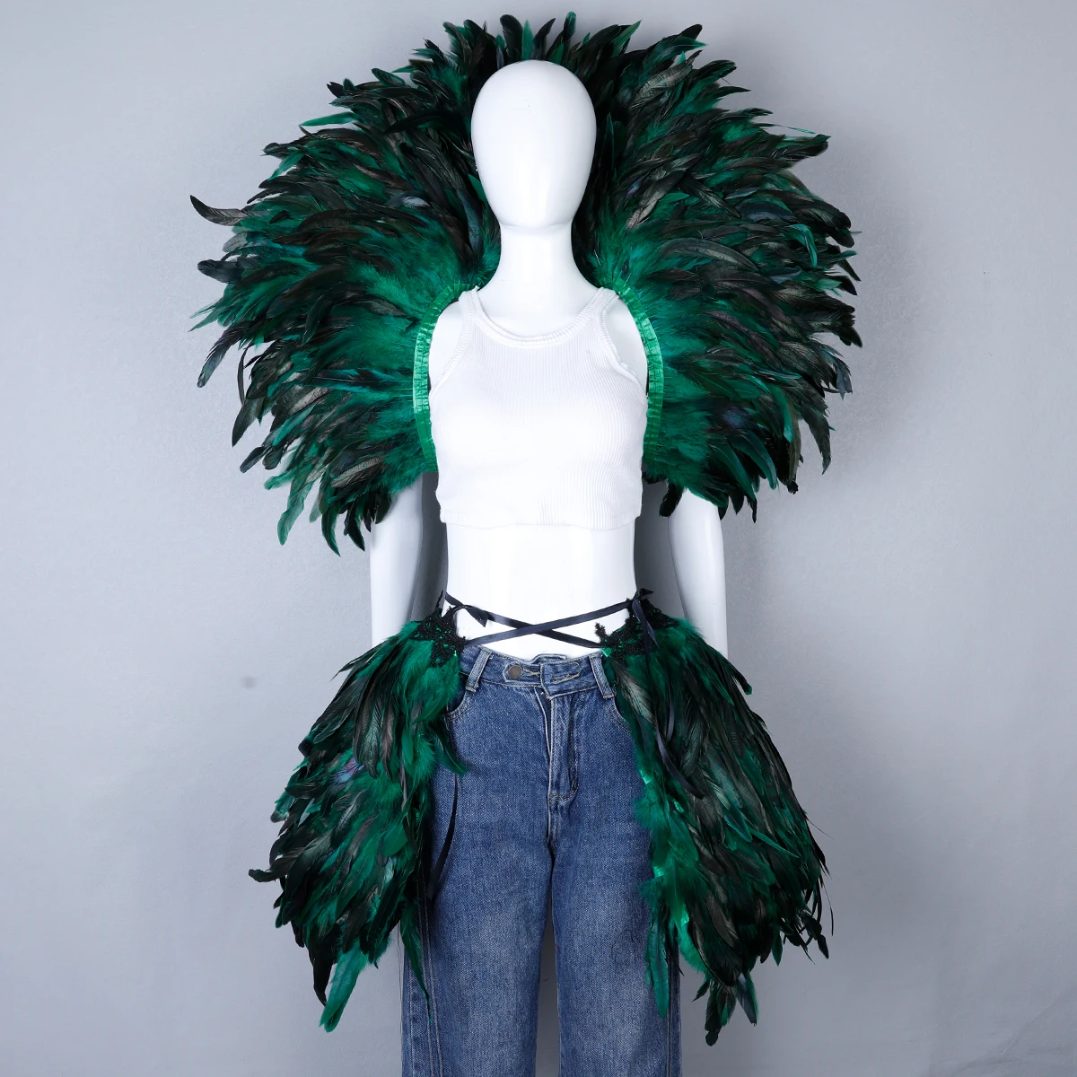Stage Performance Feather Set Detachable Wings & Sequined Skirt Burlesque Show Accessories Unisex In-Stock China