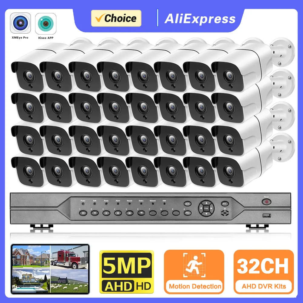 HD 32 Channel 5MP AHD DVR Kit 5MP Video Surveillance Security Outdoor Indoor Waterproof CCTV Camera System 32CH DVR System